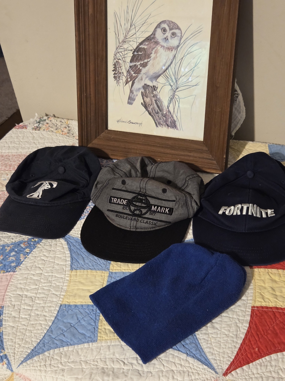 Fortnite Trade Mark & Tball Kids Graphic Logo Caps Hat + Blue Beanie Set
